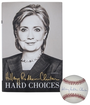 Hillary Clinton Autographed Baseball and "Hard Choices" Book (JSA)